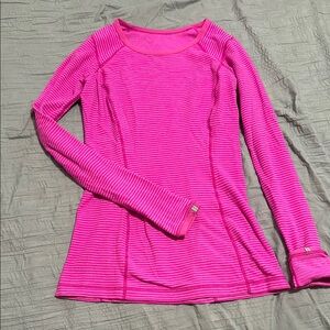 Lululemon Athletica Pink Striped Reversivle Long Sleeve Tee